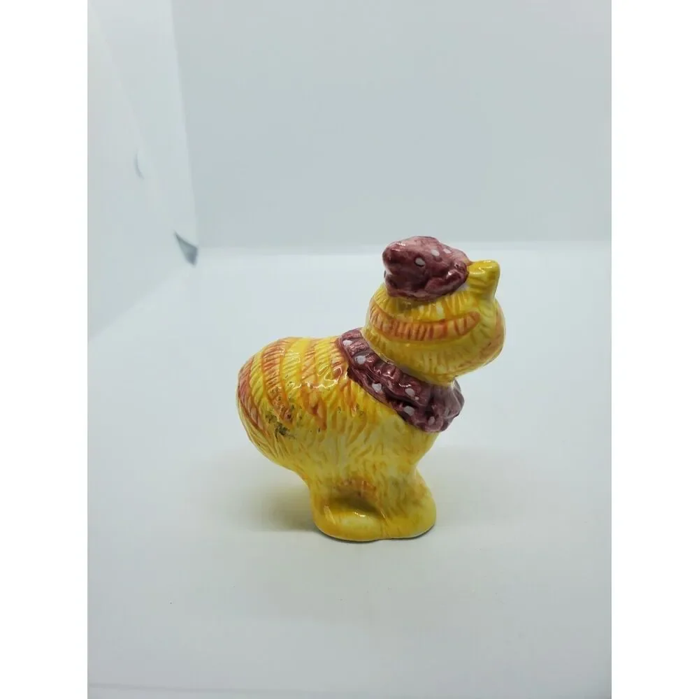 Vintage Yellow Cat Figurine | Retro Hand Painted Kitten Decor Salt Shaker